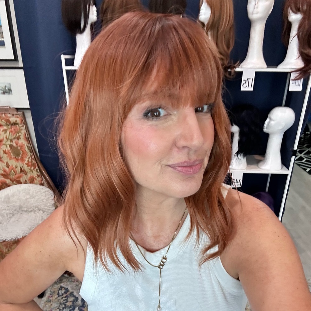 315 "The Janelle" Copper Red Wavy Bob Synthetic Wig, 14”